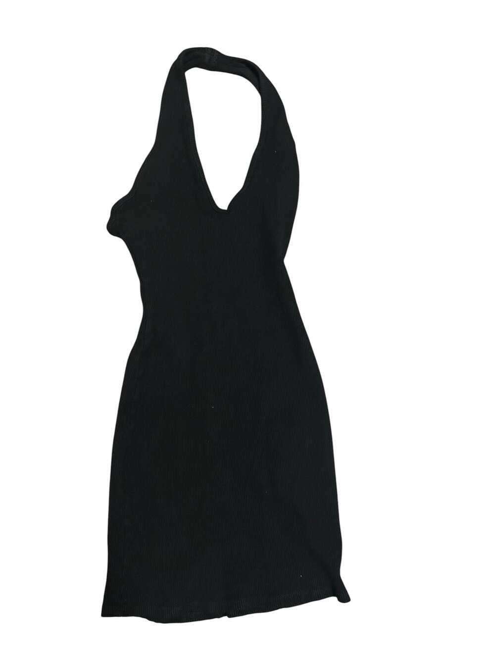 Fashion Nova Ribbed Black Halter Mini Dress